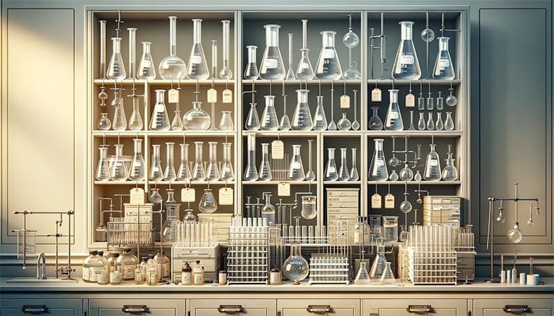 Orderly Storage of Laboratory Flasks for Optimal Care